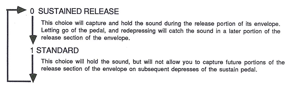 Arrow diagram showing sustain release options