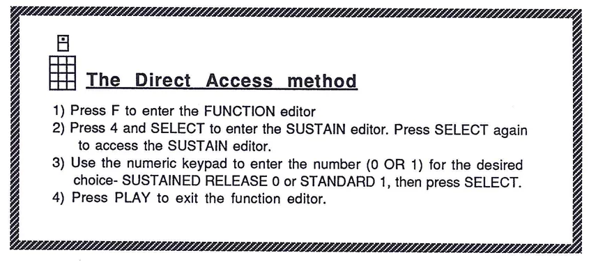 Direct access method box with hatched border containing procedure steps