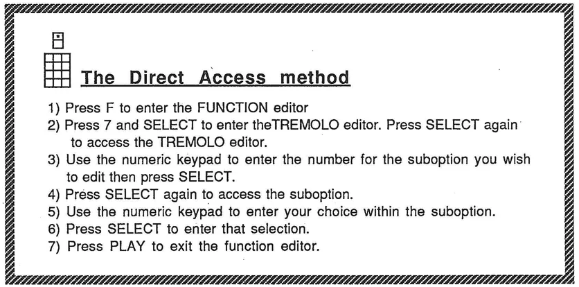 Direct access method instructions box
