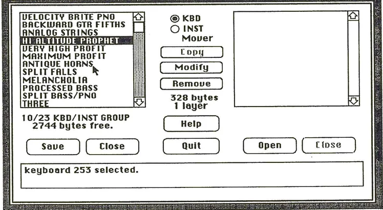 KBD Mover utility program interface showing keyboard file management